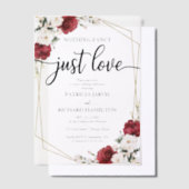 何ファンシーも愛し結婚てBurgundy幾何学的 ベラム紙招待状 (オフセット)