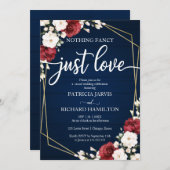 何ファンシーも愛し結婚てBurgundy幾何学的 招待状 (正面/裏面)