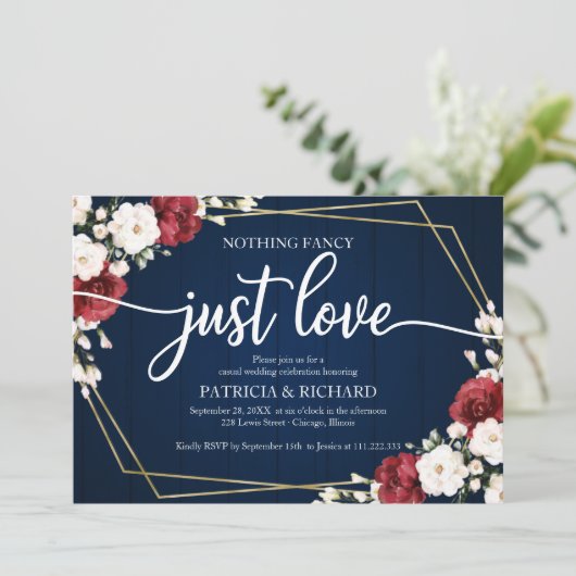 何ファンシーも愛し結婚てBurgundy幾何学的 招待状 (スタンド正面)