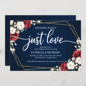 何ファンシーも愛し結婚てBurgundy幾何学的 招待状 (正面/裏面)