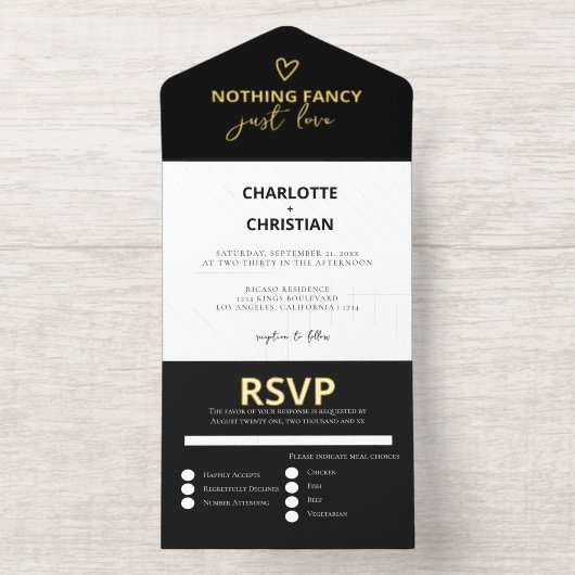 何ファンシーも愛し結婚ない オールインワン招待状 (内側)