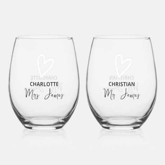 何ファンシーも愛し結婚ない ステムなしワイングラス (裏面)