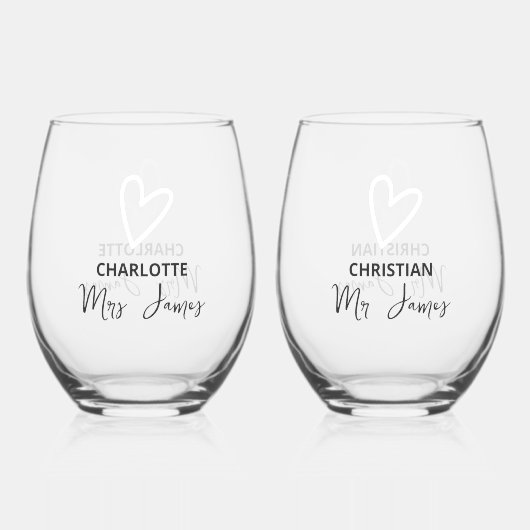 何ファンシーも愛し結婚ない ステムなしワイングラス (正面)