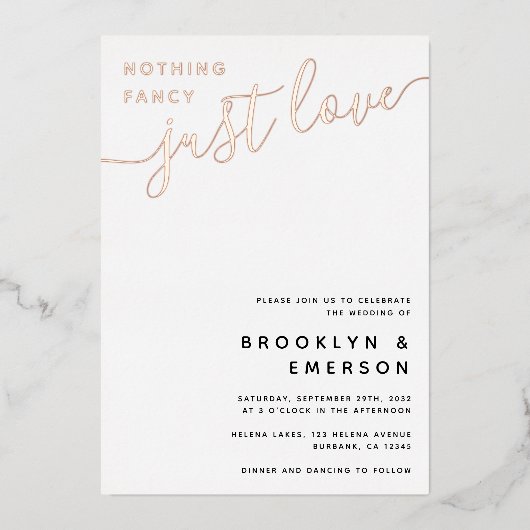 何ファンシーも愛し結婚ない 箔招待状 (正面)