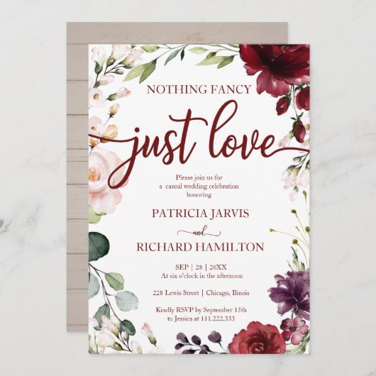 何ファンシーも愛のクリー結婚ムのア素朴イート 招待状 (正面/裏面)