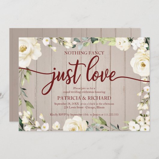 何ファンシーも愛の白い結婚フローラ 招待状 (正面/裏面)