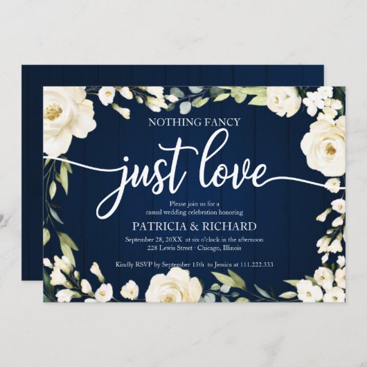 何ファンシーも愛の白い結婚フローラ 招待状 (正面/裏面)