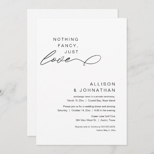 何ファンシーも愛もモダンの結婚駆け 招待状 (正面/裏面)