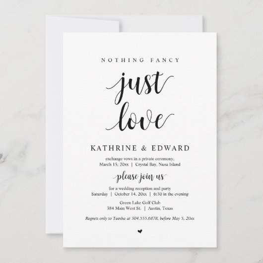 何ファンシーも愛、黒、駆け落ちパーティー 招待状 (正面)