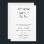 何ファンシーも、ただ愛カジュアル結婚の 招待状<br><div class="desc">何もファンシーない、ただ愛。これらの白黒ミニマカジュアルリスト結婚招待状と一緒にエレガントの招待状を送信する。招待状ははっきりしたクラシックセリフモダンと手のスタイルス書クリプトを招待トーンでカジュアル持っている。</div>