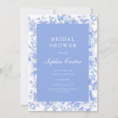 何フランスのか青いフローラブライダルシャワー 招待状 (正面)