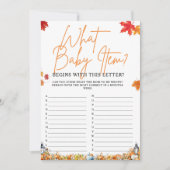 何ベビー項目アルファベビーシャワーゲームカボチャ 招待状 (正面)