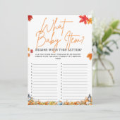 何ベビー項目アルファベビーシャワーゲームカボチャ 招待状 (スタンド正面)