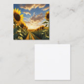 何マイルも伸びる絵のようなヒマワリ畑 スクエア名刺 (正面/裏面)