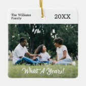 何モダン年の写真のカスタムクリスマス セラミックオーナメント (正面)