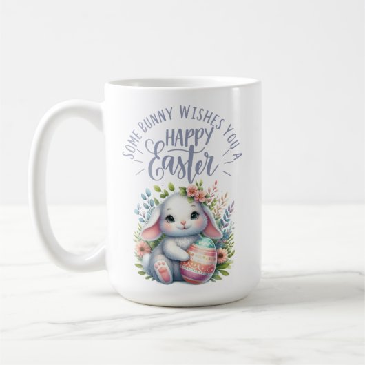 何人かのバニーがあなたに愛らしいハッピーイースターを願う コーヒーマグカップ (左)