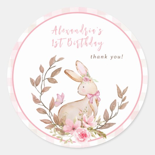 何人かのバニーがピンクの女の子を1つ回している ラウンドシール (正面)