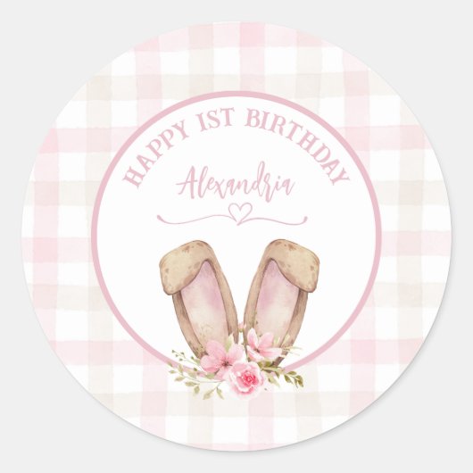 何人かのバニーがピンクの女の子を1つ回している ラウンドシール (正面)