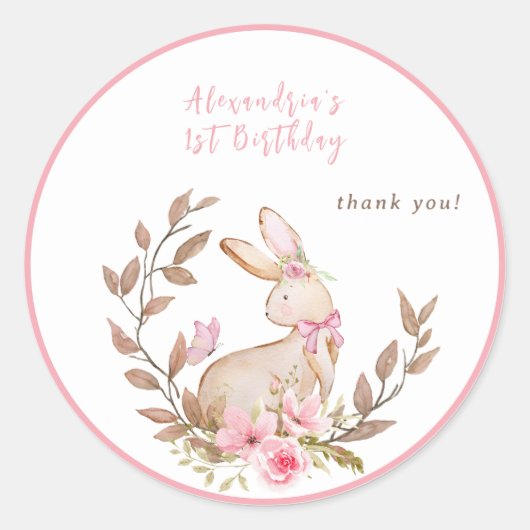 何人かのバニーがピンクの女の子を1つ回している ラウンドシール (正面)