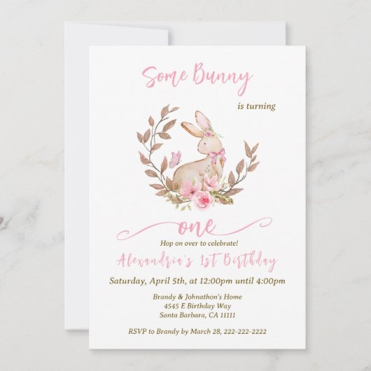 何人かのバニーがピンクの女の子を1つ回している 招待状 (正面)