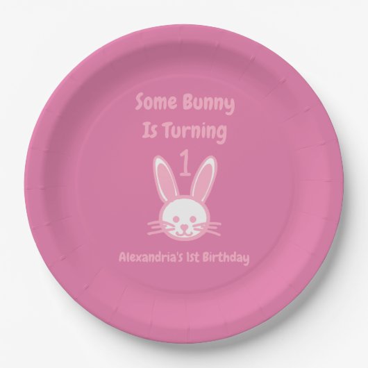 何人かのバニーが一つの誕生日を回している ペーパープレート (正面)
