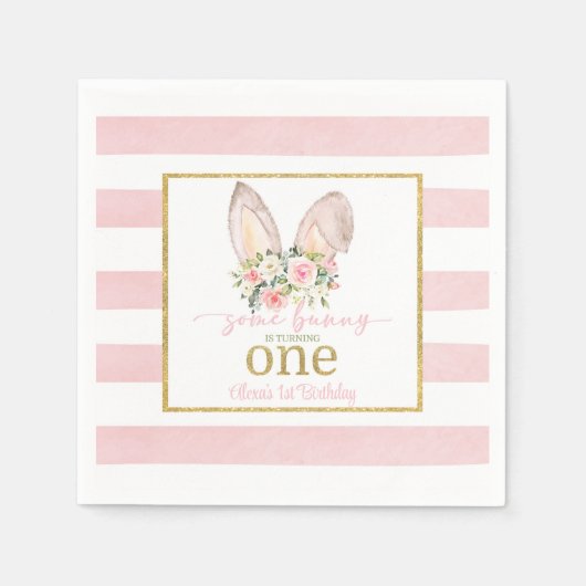 何人かのバニーが一つ耳を回していカスタムる スタンダードカクテルナプキン (正面)