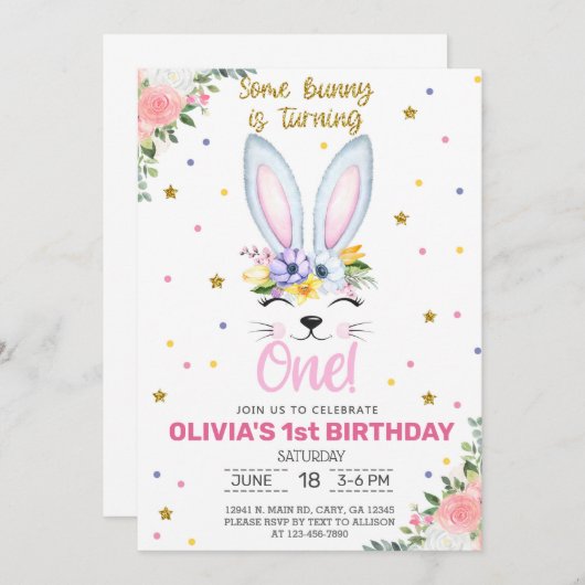 何人かのバニーが一人の女の子の招待状を回している。 招待状 (正面/裏面)