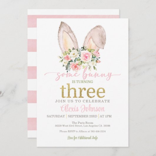何人かのバニーが三つのバニーの耳を回している 招待状 (正面/裏面)