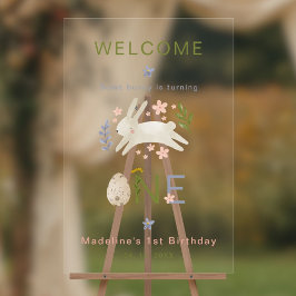 何人かのバニーが1人の女の子を回している1st誕生日パーティー アクリルサイン