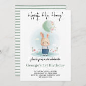 何人かのバニーが1人の男の子誕生日を回している 招待状 (正面/裏面)