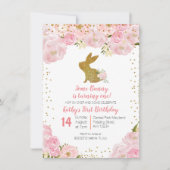 何人かのバニーが1歳の誕生日招待状を飾る 招待状 (正面)