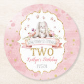 何人かのバニーが2歳の誕生日を迎える ラウンドペーパーコースター (正面)