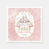 何人かのバニーが3歳の誕生日を迎える スタンダードカクテルナプキン (正面)