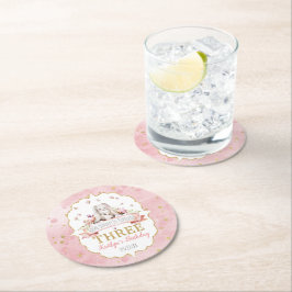 何人かのバニーが3歳の誕生日を迎える ラウンドペーパーコースター