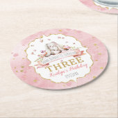 何人かのバニーが3歳の誕生日を迎える ラウンドペーパーコースター (アングル)