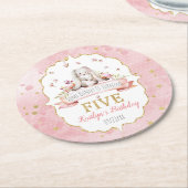 何人かのバニーが5誕生日を回っている ラウンドペーパーコースター (アングル)