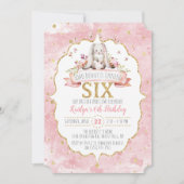 何人かのバニーが6番目の誕生日招待状を回している 招待状 (正面)