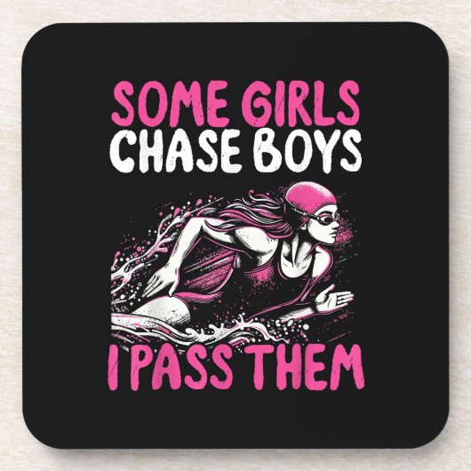 何人かの女の子を追う男の子を渡す – おもしろい水泳 コースター (正面)