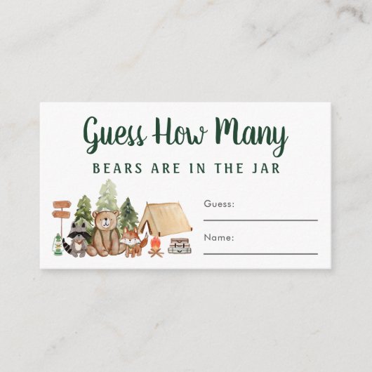 何人がウッドランドの赤ちゃんシャワーのゲームを持っているか推測 エンクロージャーカード (正面)