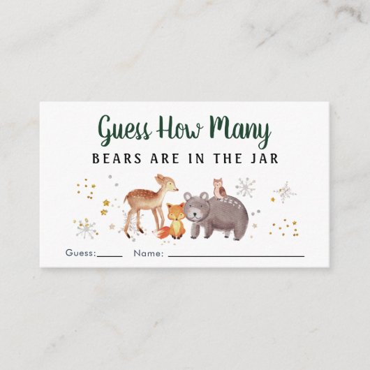 何人がウッドランドの赤ちゃんシャワーのゲームを持っているか推測 エンクロージャーカード (正面)