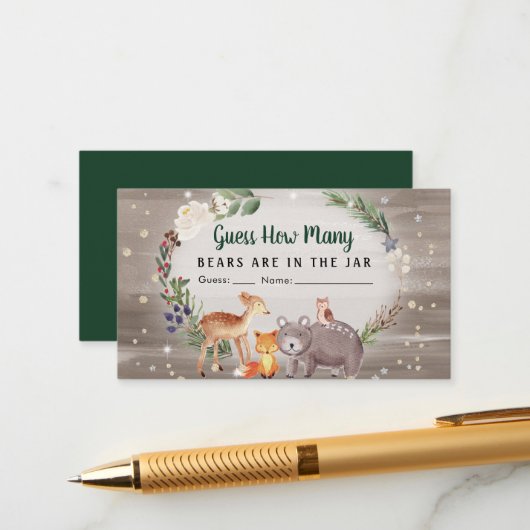 何人がウッドランドの赤ちゃんシャワーのゲームを持っているか推測 エンクロージャーカード (正面/裏面インサイチュ)