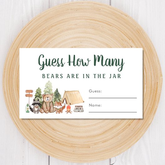 何人がウッドランドの赤ちゃんシャワーのゲームを持っているか推測 エンクロージャーカード