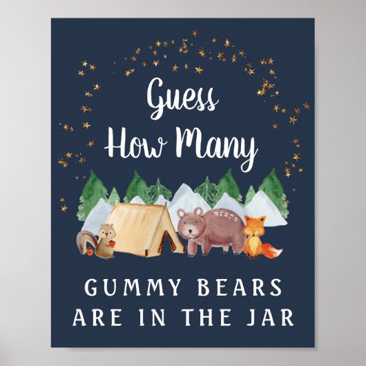 何人がウッドランドの赤ちゃんシャワーのゲームを持っているか推測 ポスター (正面)