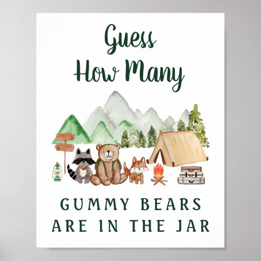 何人がウッドランドの赤ちゃんシャワーのゲームを持っているか推測 ポスター (正面)