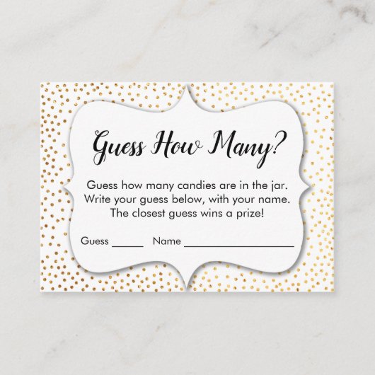 何人だと思う?白い金ゴールド紙吹雪ゲームカード エンクロージャーカード (正面)