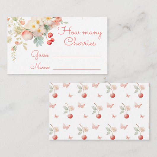 何人のさくらんぼさくらんぼブロッサムベビーシャワーゲーム エンクロージャーカード (正面/裏面)