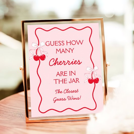 何人のさくらんぼの赤ちゃんシャワーのゲーム ポスター