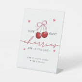 何人のさくらんぼシックさくらんぼベビーシャワーゲーム 台座サイン (正面)