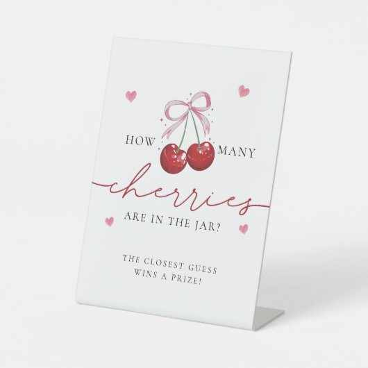 何人のさくらんぼシックさくらんぼベビーシャワーゲーム 台座サイン (正面)