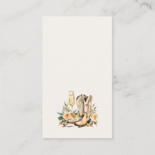 何人のキスがブーツと泡立つブライダルシャワー エンクロージャーカード (裏面)